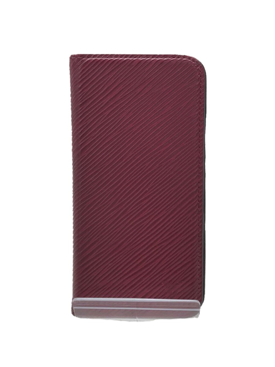 【中古】LOUIS VUITTON◆IPHONEX・フォリオ_エピ_フューシャ/牛革/RED【服飾雑貨他】