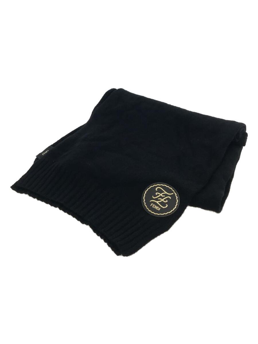 【中古】FENDI◆マフラー/カシミア/ブラック/レディース【服飾雑貨他】