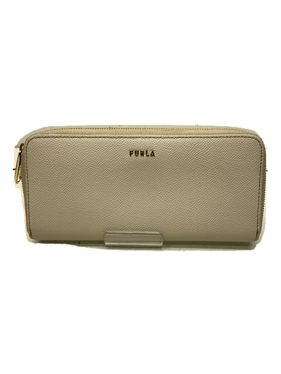 【中古】FURLA◆長財布/レザー/CRM/無地/レディース【服飾雑貨他】