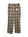 【中古】BURBERRY BLUE LABEL◆ノバチェックボトム/34/ウール/BEG/チェック/FQF70-672-43/ホツレ有【レディースウェア】