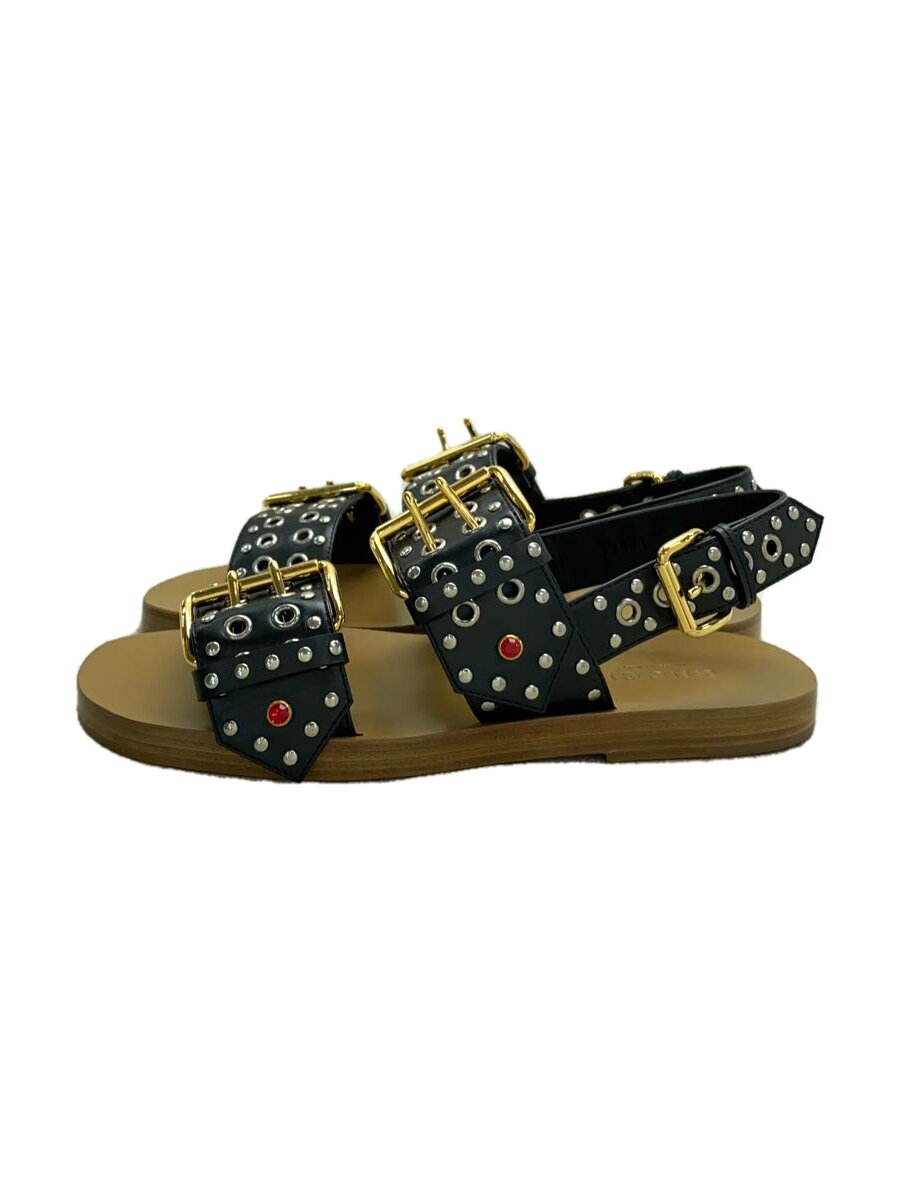 【中古】GUCCI◆Embellished Leather Sandals/サンダル/UK6/BLK/725816//【シューズ】