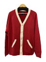 【中古】TOWN CRAFT◆カーディガン(厚手)/M/コットン/RED/無地【メンズウェア】