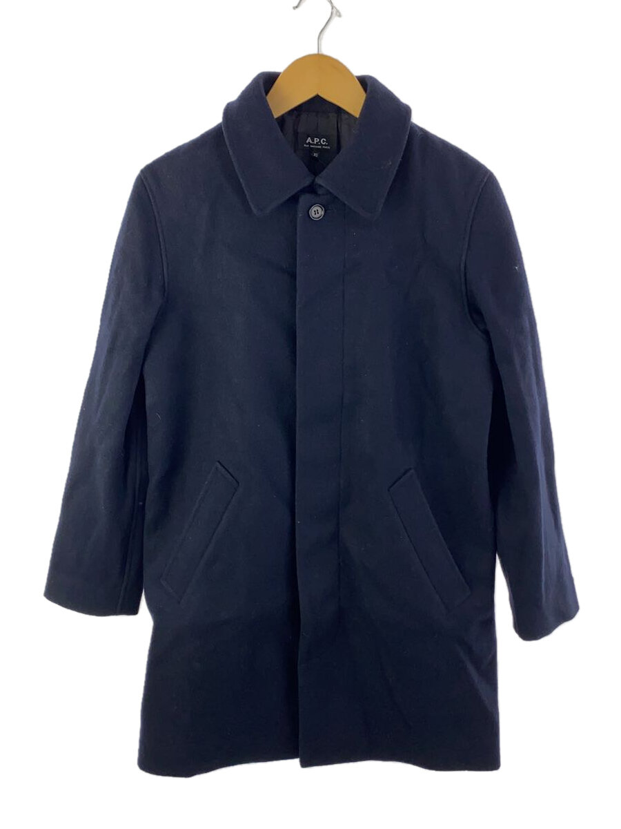 【中古】A.P.C.◆ステンカラーコート/XS/ウール/NVY/無地/24206-1-24981【メンズウェア】