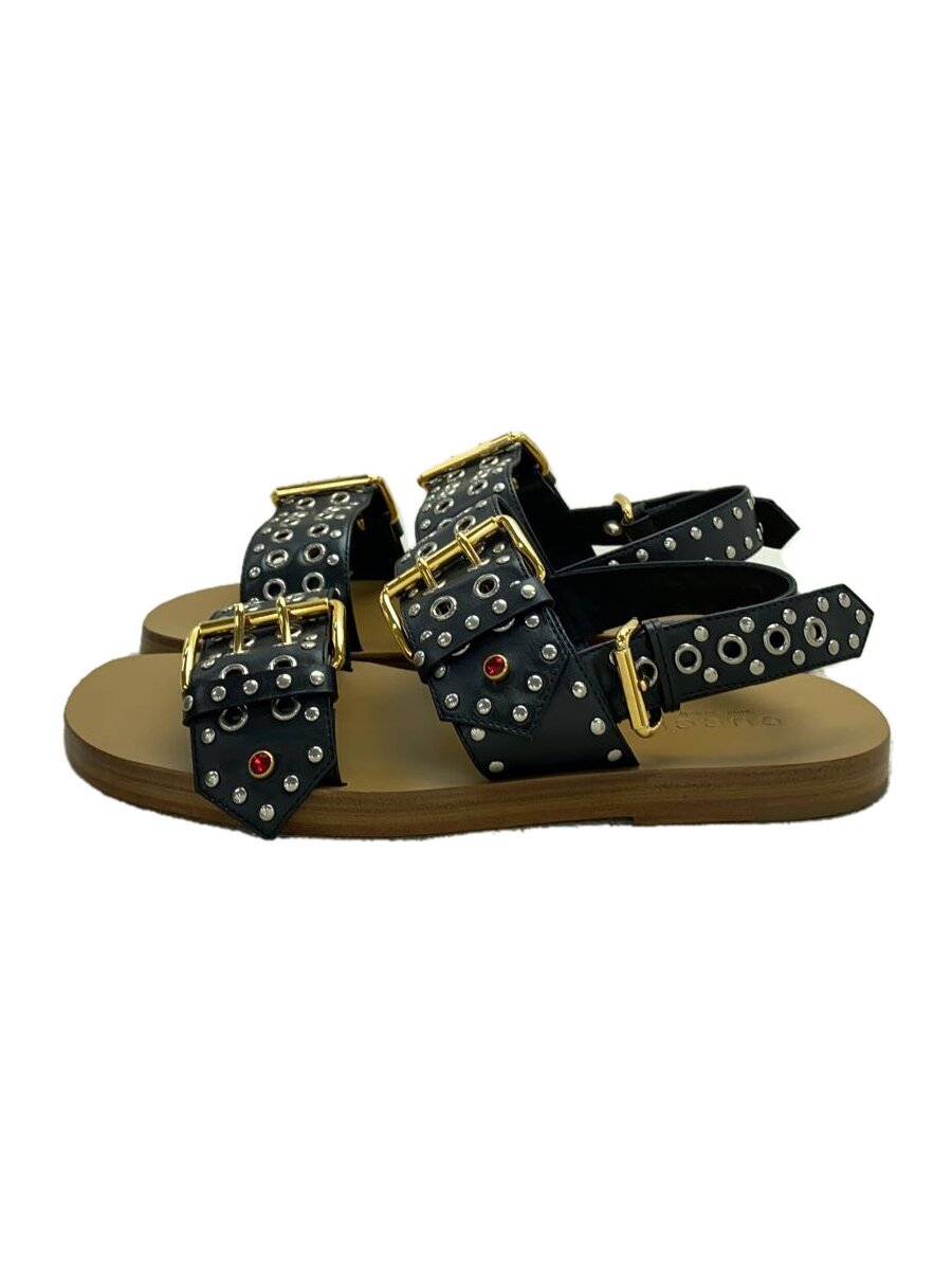 【中古】GUCCI◆EMBELLISHED LEATHER SANDALS/サンダル/UK8/BLK/725816//【シューズ】