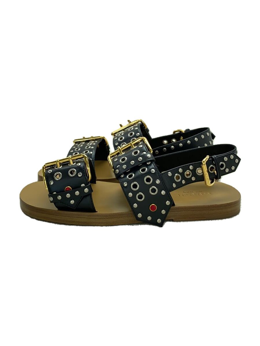 【中古】GUCCI◆Embellished Leather Sandals/サンダル/UK7/BLK/725816//【シューズ】