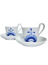 【中古】ROYAL COPENHAGEN◆ハイハンドル/ブルーフルーテッド/カップ&ソーサー/2点セット/WHT【キッチン用品】