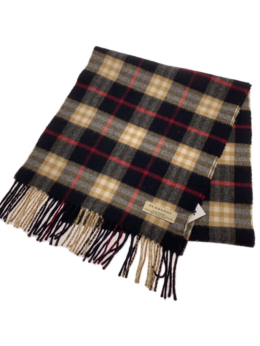 【中古】BURBERRY◆マフラー/カシミア100/マルチカラー/チェック/メンズ【服飾雑貨他】