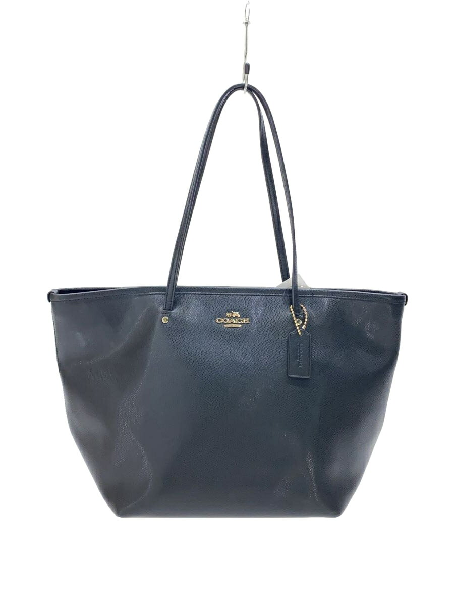 【中古】COACH◆トートバッグ/--/BLK/無地【バッグ】