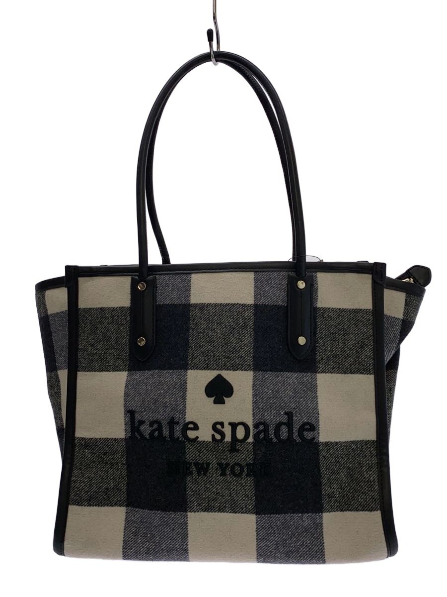 KATE SPADE - 【中古】kate spade new york◆フロントロゴ/ロゴ刺繍/トートバッグ/グレー/チェック【バッグ】