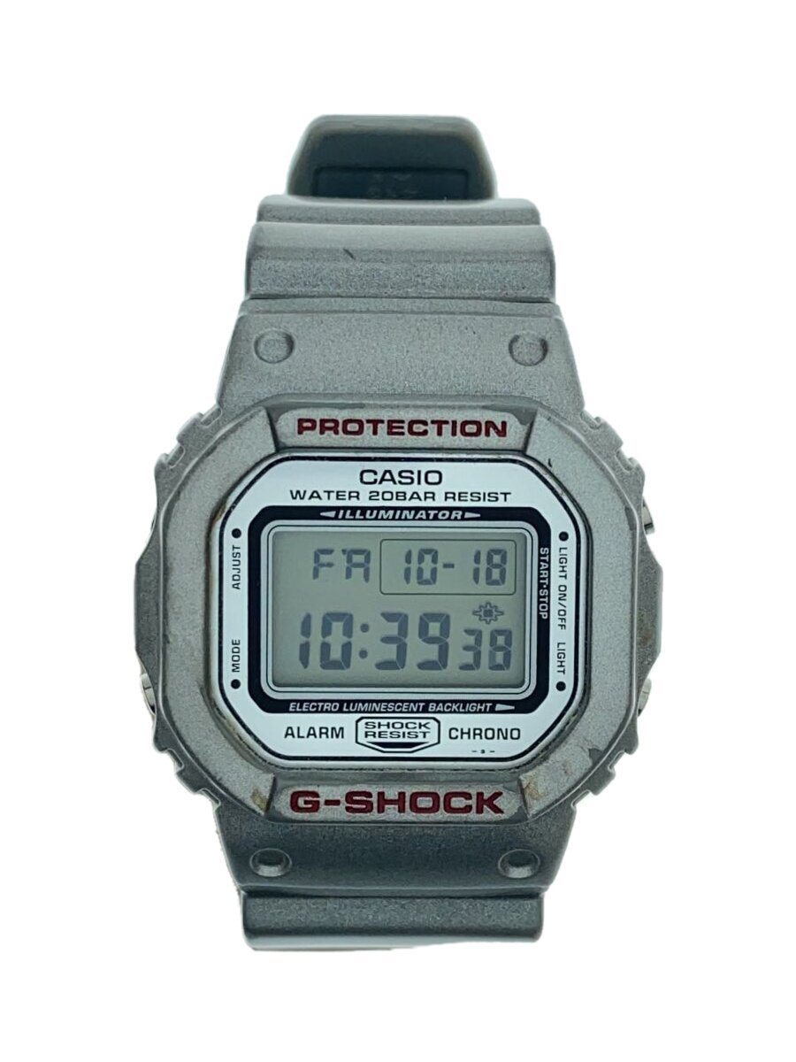 【中古】CASIO◆クォーツ腕時計/デジタル/ラバー/GRY/DW-5600【服飾雑貨他】
