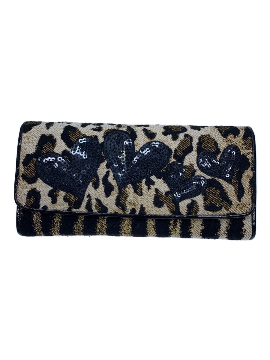【中古】Think Bee!◆長財布/ジャガード/レオパード/スナップ僅かな緩み有/多少の毛...