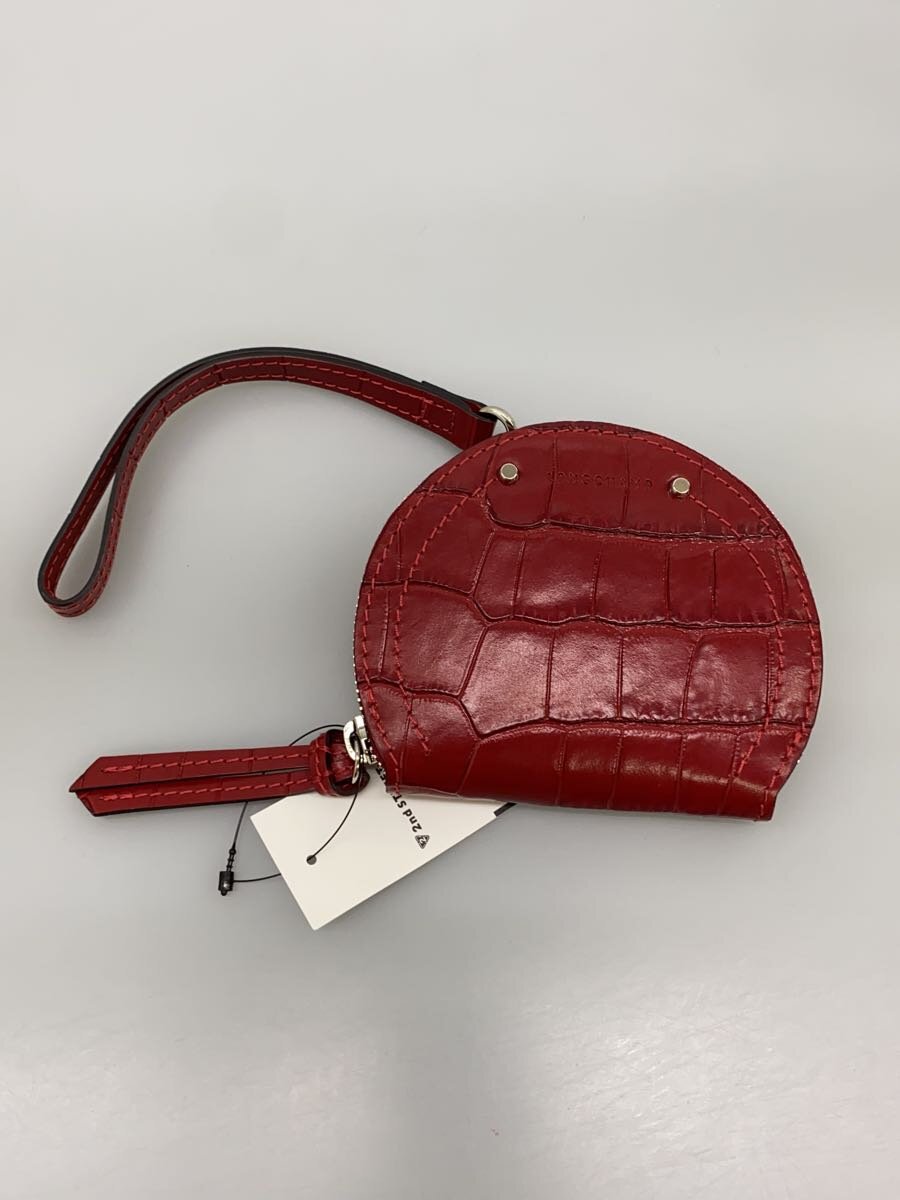 【中古】LONGCHAMP◆コインケース/レザー/RED/レディース【服飾雑貨他】