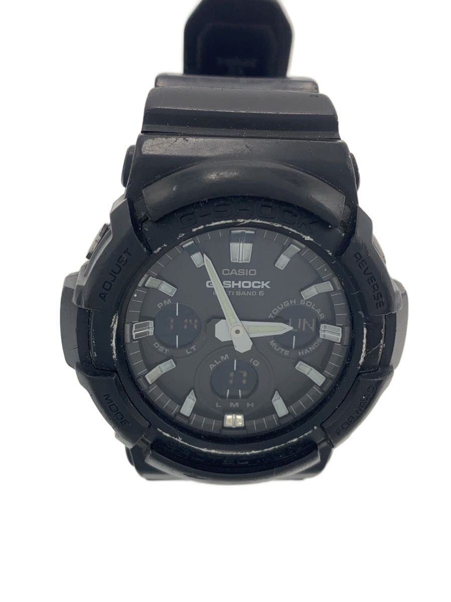 【中古】CASIO◆ソーラー腕時計・G-SHOCK/デジアナ/ラバー/BLK/BLK/SS【服飾雑貨他】