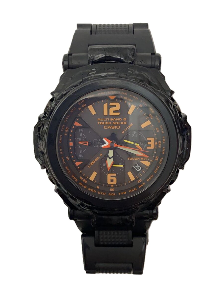 【中古】CASIO◆ソーラー腕時計・G-SHOCK/アナログ/ステンレス/BLK/BLK/SS【服飾雑...
