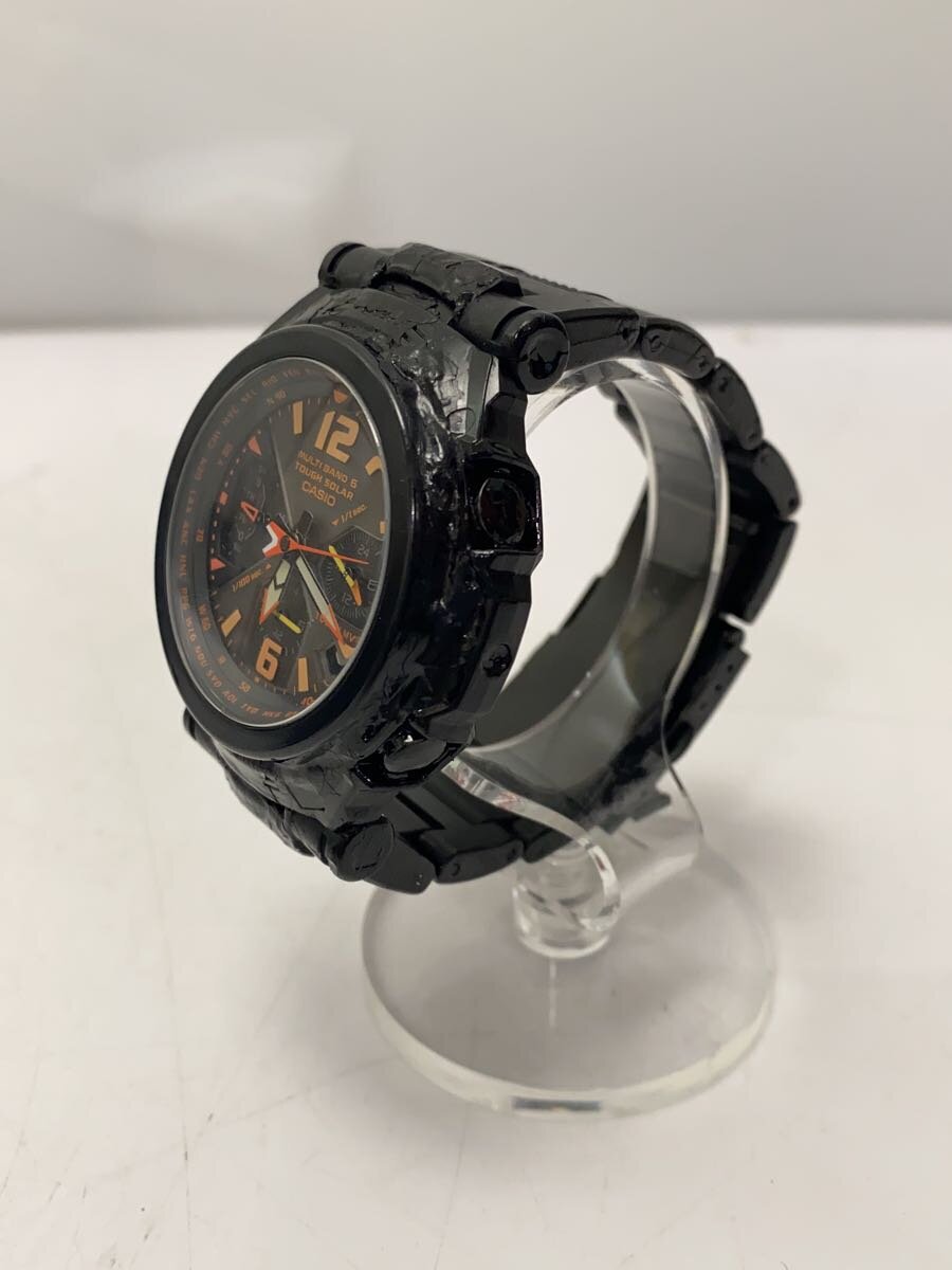 【中古】CASIO◆ソーラー腕時計・G-SHOCK/アナログ/ステンレス/BLK/BLK/SS【服飾雑...