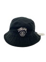 【中古】STUSSY◆刺繍ロゴ/バケットハット/--/BLK/無地/メンズ【服飾雑貨他】