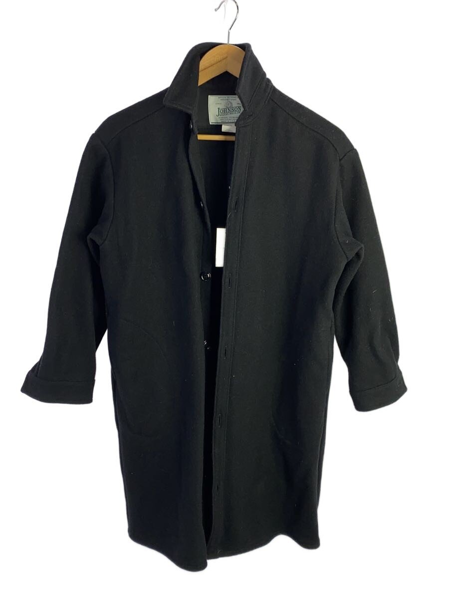 【中古】JOHNSON WOOLEN MILLS◆ステンカラーコート/one/ウール/BLK/無地/43758【レディースウェア】