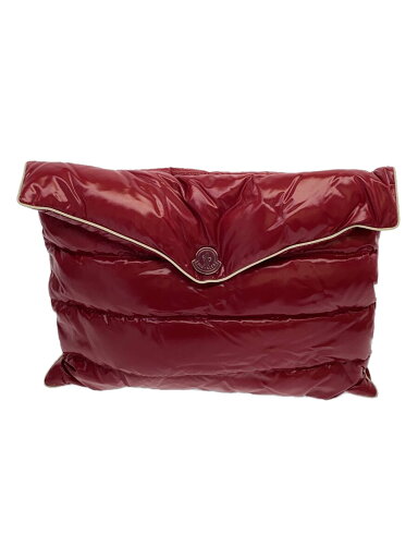 【中古】MONCLER◆ダウンクウラッチバック/バッグ/ナイロン/RED【バッグ】 【中古】MONCLER◆ダウンクウラッチバック/バッグ/ナイロン/RED【バッグ】