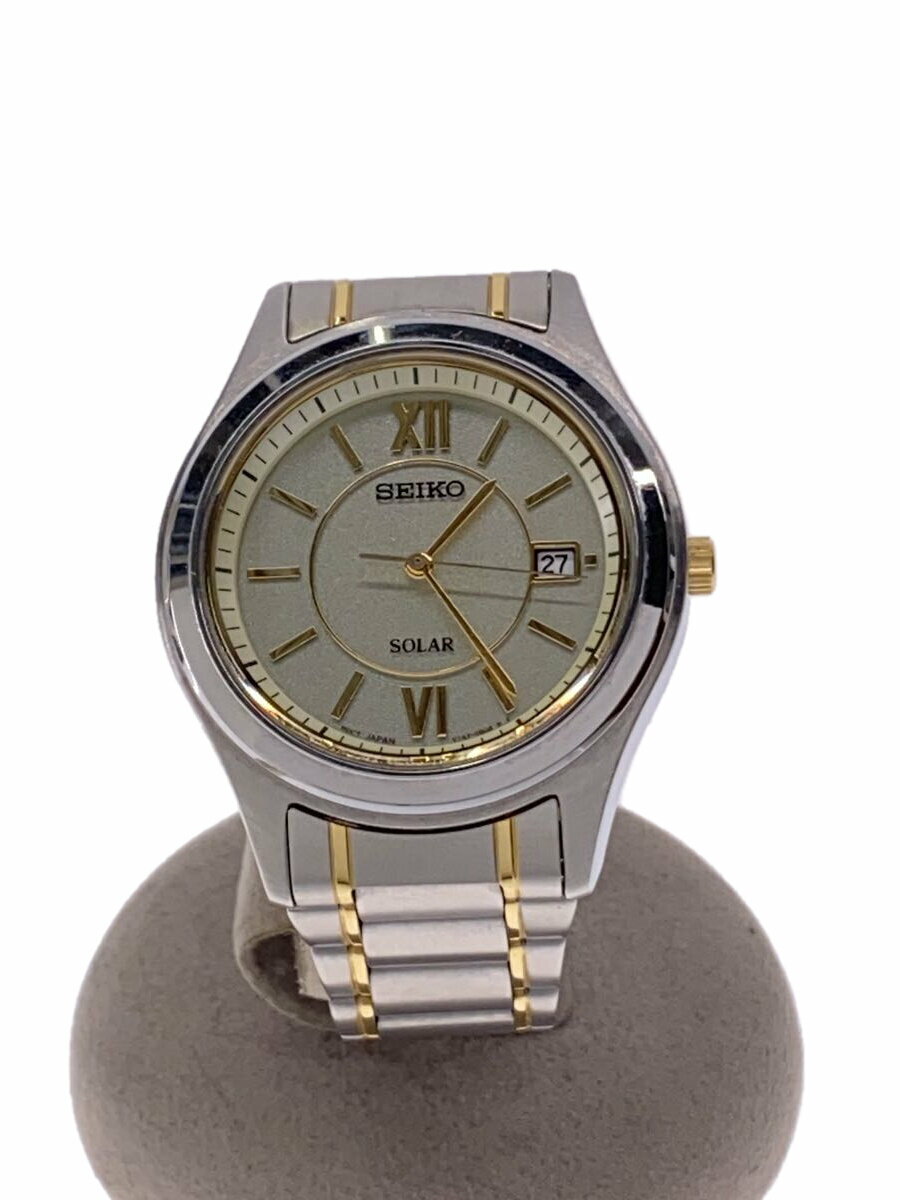 【中古】SEIKO◆ソーラー腕時計/アナログ/ステンレス/SLV/SLV/SS/V147-0AE0【服飾雑貨他】