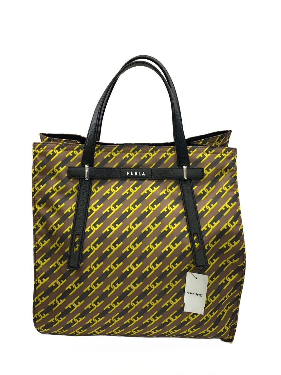 FURLA◆furla man giove n/s shopper/トートバッグ/ナイロン/YLW/総柄