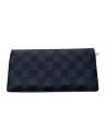 【中古】LOUIS VUITTON◆ポルト・フォイユ・ブラザ_ダミエ・グラフィット_BLK/PVC/BLK/総柄/メンズ【服飾雑貨他】