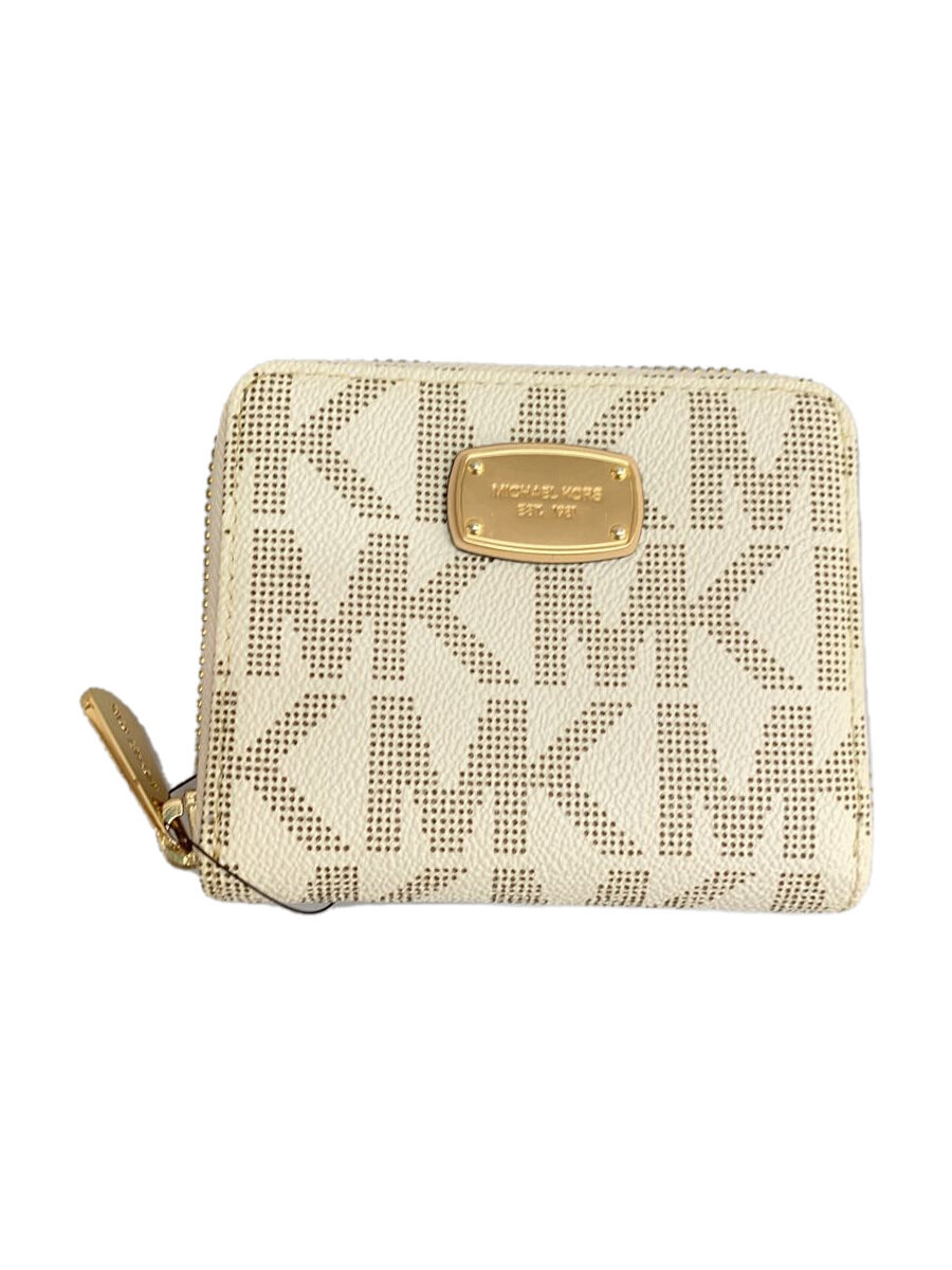 【中古】MICHAEL KORS◆長財布/レザー/WHT/レディース/I-1608【服飾雑貨他】