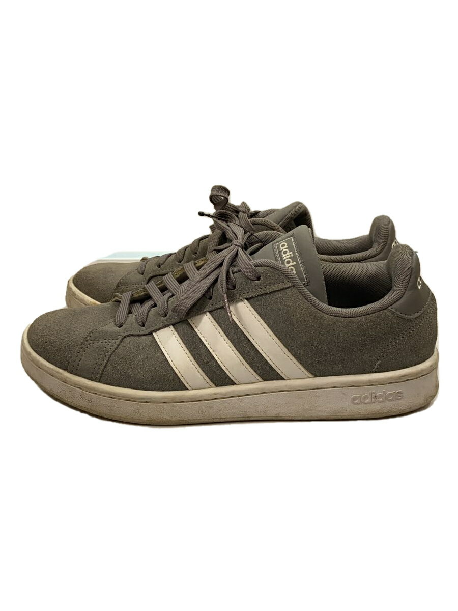 【中古】adidas◆GRAND COURT SUE M/グランコート/26.5cm/GRY/スウェード【シューズ】