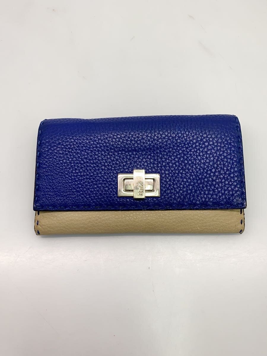 【中古】FENDI◆長財布/レザー/BLU/レディース【服飾雑貨他】