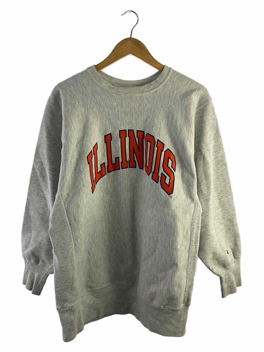 【中古】Champion◆90s/刺繍タグ/RW/ILLINOISスウェット/XL/コットン/SLV【メンズウェア】