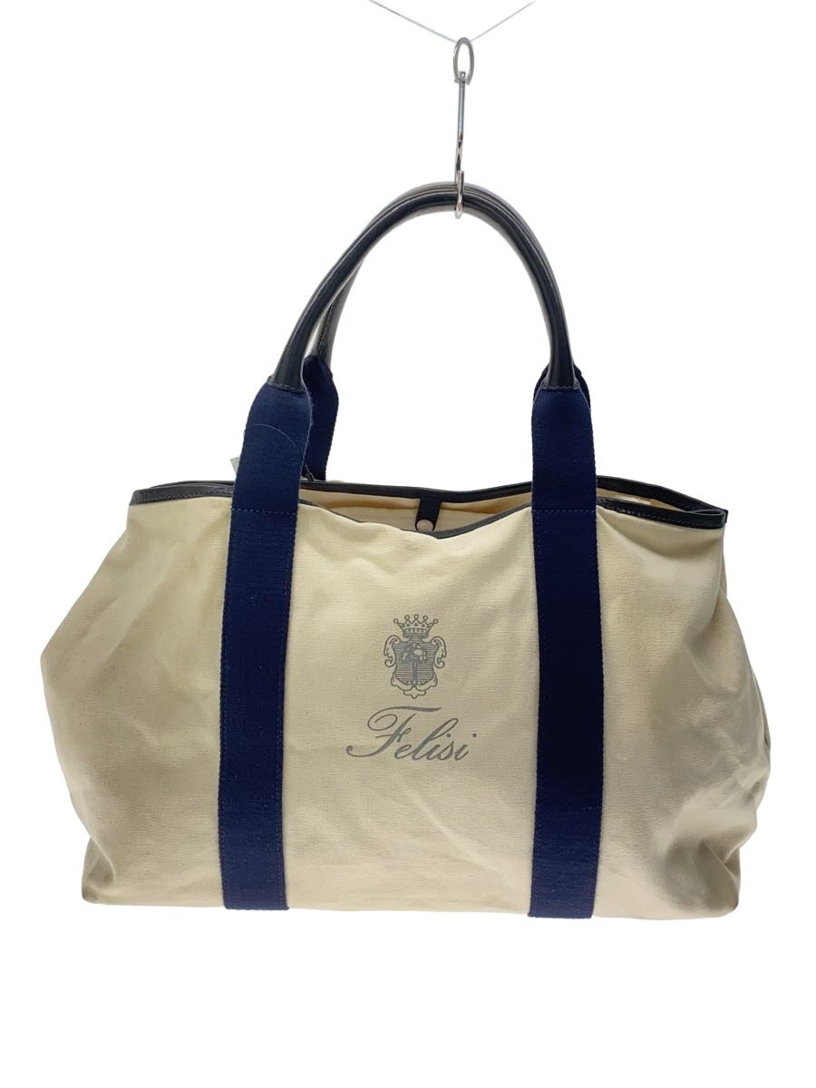 【中古】Felisi◆汚れ有/トートバッグ/コットン/WHT/17-72【バッグ】