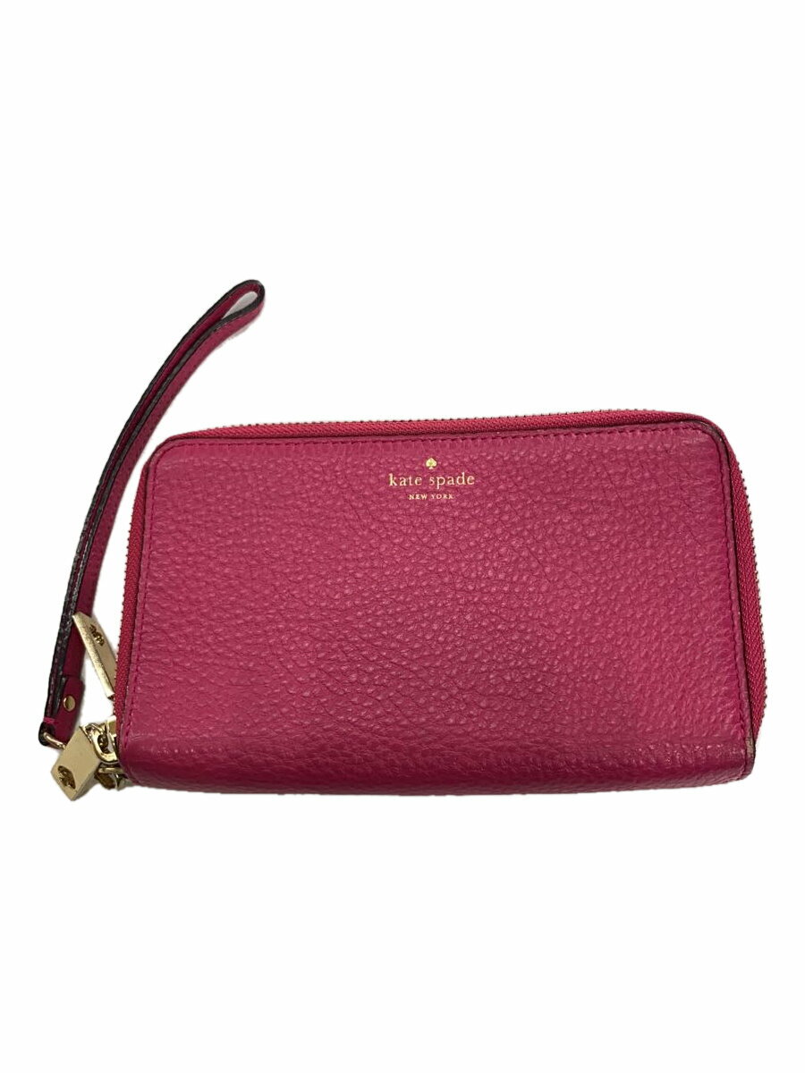【中古】kate spade new york◆長財布/牛革/PNK/レディース/wlru2265【服飾雑貨他】