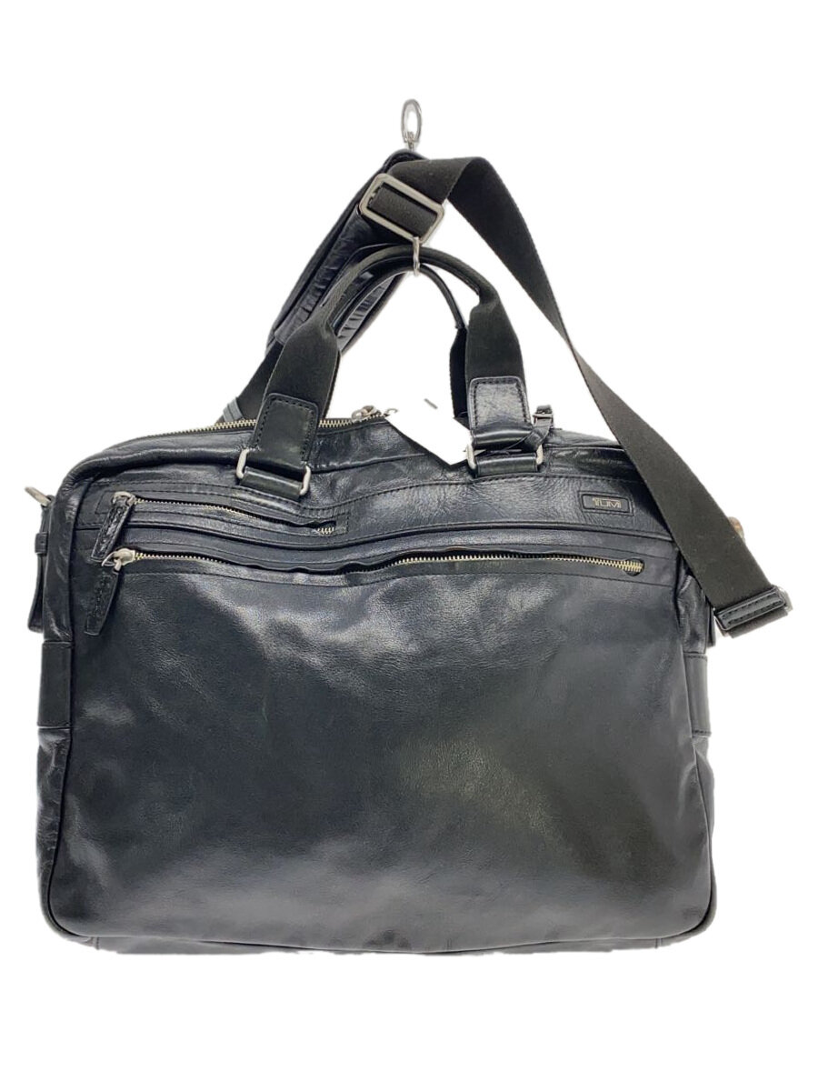 Attache Case - 【中古】TUMI◆2WAYショルダー/ビジネスバッグ/ブリーフケース/レザー/BLK/無地/68116D【バッグ】