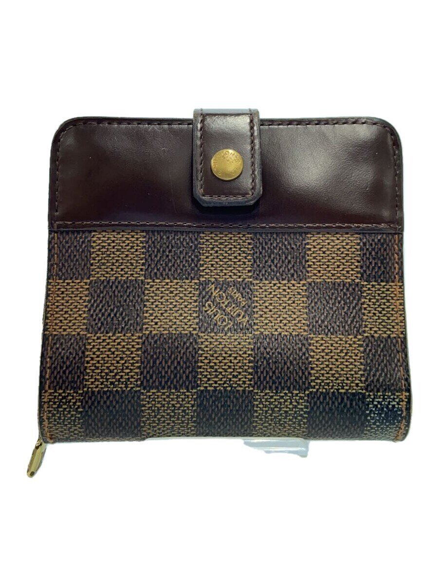 Rakuten - 【中古】LOUIS VUITTON◆コンパクト・ジップ_ダミエ・エベヌ_BRW/PVC/BRW/レディース【服飾雑貨他】