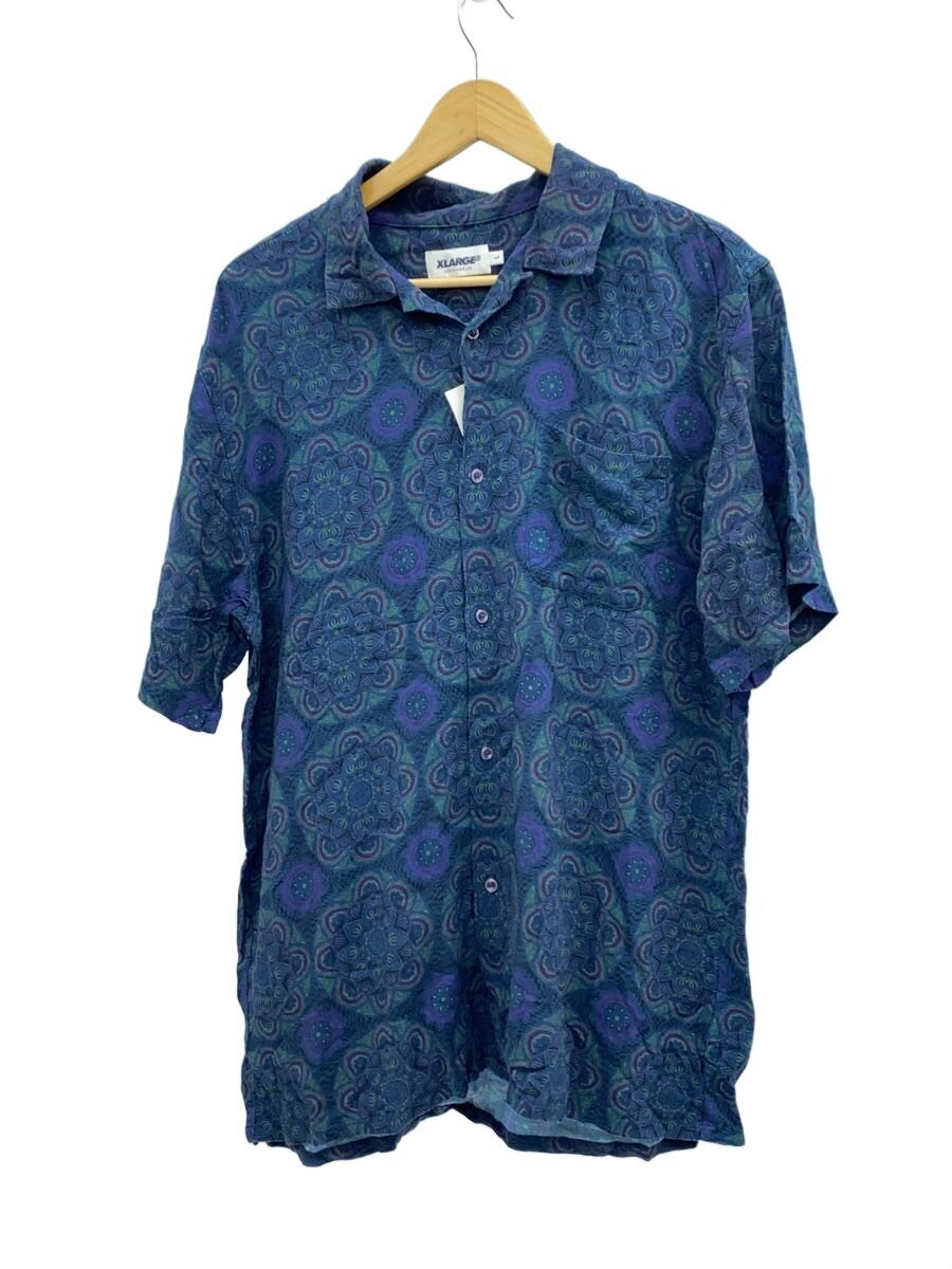 X-LARGE◆S/S ALLOVER PRINTED RAYON/L/レーヨン/NVY/総柄/01182405/ダメージ有