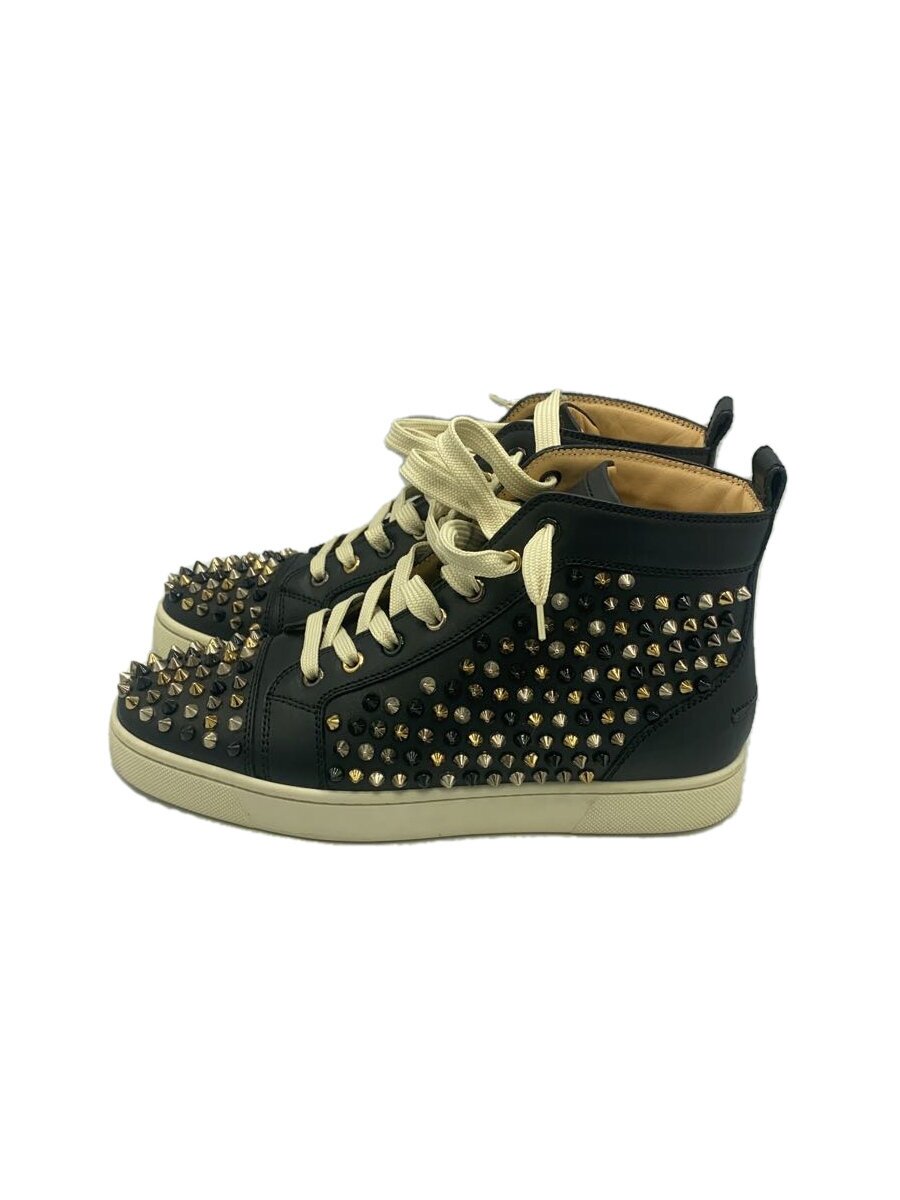 【中古】Christian Louboutin◆ハイカットスニーカー/LOUIS FLAT CALF/SPIKES/39/BLK/レザー/1101083【シューズ】