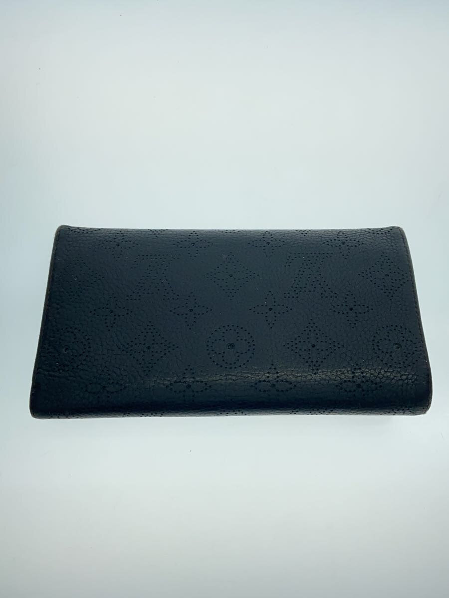 【中古】LOUIS VUITTON◆ポルト・フォイユ・アメリア_マヒナ/レザー/BLK/メンズ【服飾雑貨他】