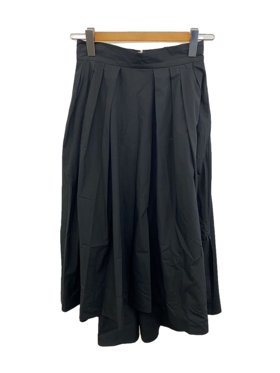 【中古】MADISONBLUE◆タックボリュームスカート/ロングスカート/M/コットン/BLK/無地