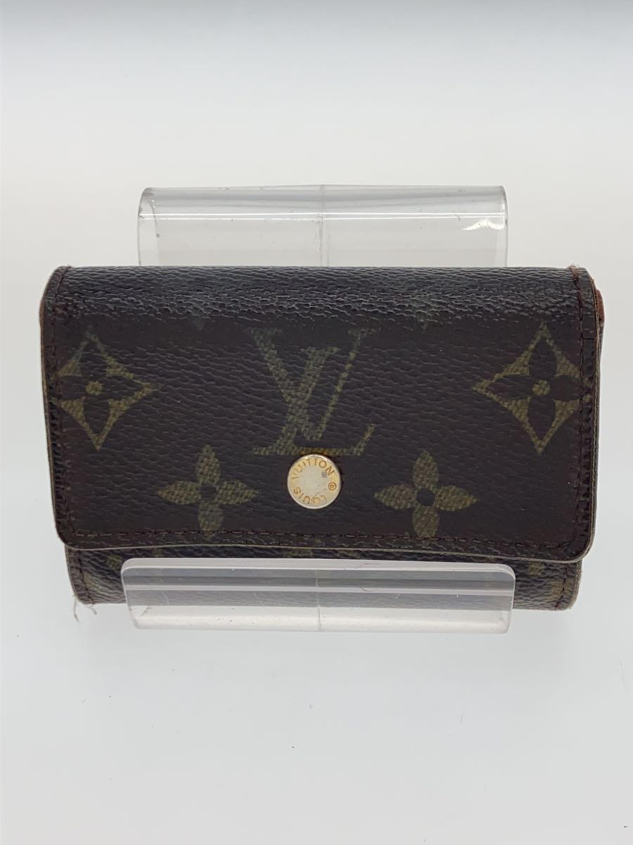 【中古】LOUIS VUITTON◆ヴィトン/小銭入れ/ポルト・モネ・プラ_モノグラム・キャンバス_BRW/PVC/BRW/メンズ【服飾雑貨他】