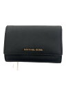 【中古】MICHAEL KORS◆3つ折り財布/レザー/BLK/無地/メンズ【服飾雑貨他】
