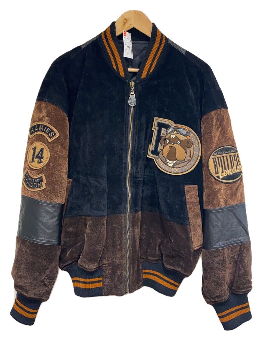 【中古】HARDY AMIES◆スタジャン/M/レーヨン/BLK/R-53379-3【メンズウェア】
