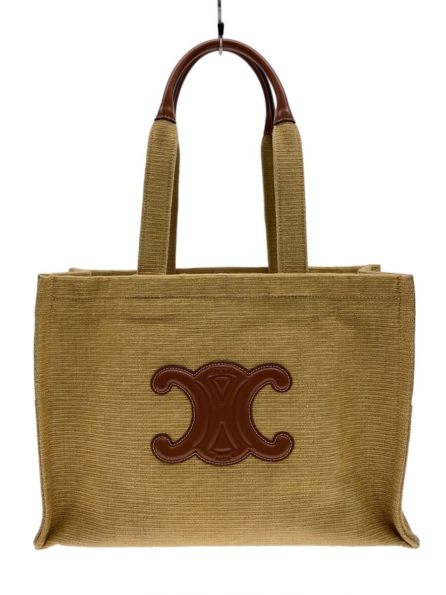 【中古】CELINE◆LARGE CABAS THAIS/ラージカバ タイス/トートバッグ/キャンバス/BEG/S-GA-4281【バッグ】