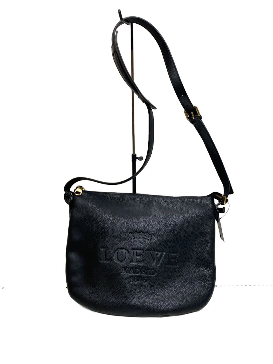 【中古】LOEWE◆ショルダーバッグ/レザー/BLK/無地【バッグ】
