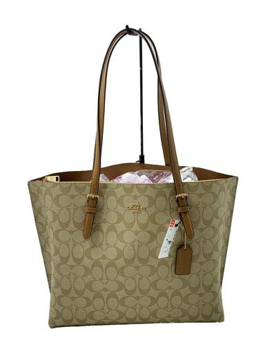 【中古】COACH◆モリー・トート_シグネチャー_キャメルレザー/--/BEG/総柄/バッグ底に汚れあり【バッグ】 【中古】COACH◆モリー・トート_シグネチャー_キャメルレザー/--/BEG/総柄/バッグ底に汚れあり【バッグ】