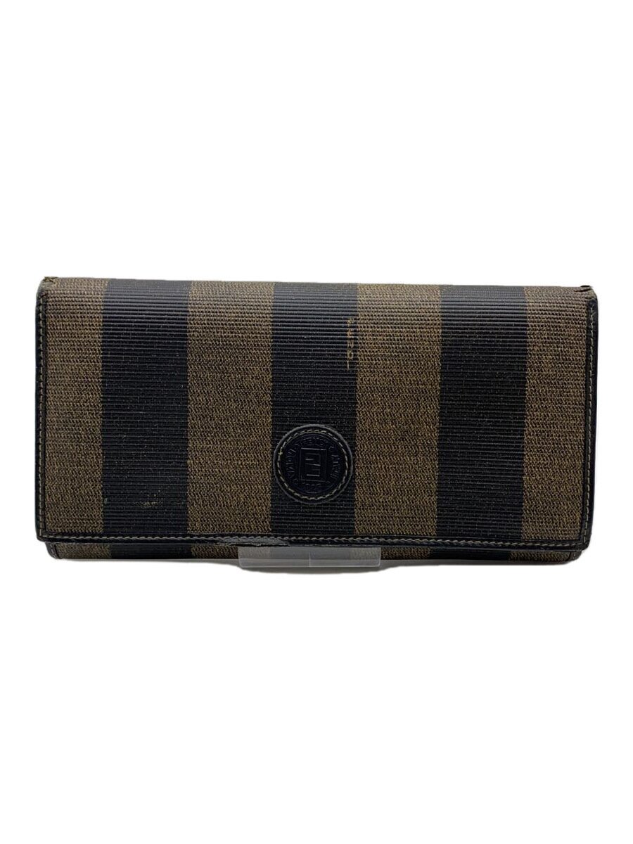 【中古】FENDI◆長財布/レザー/BRW/ストライプ/レディース【服飾雑貨他】
