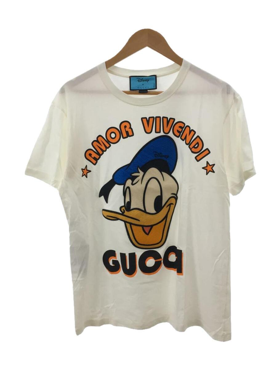 【中古】GUCCI◆×Disney/ドナルドダック/Tシャツ/S/コットン/WHT/無地【メンズウェア】