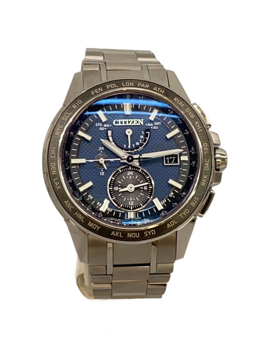 【中古】CITIZEN◆ソーラー腕時計/アナログ/ステンレス/NVY/SLV/H820-T021182【服飾雑貨他】