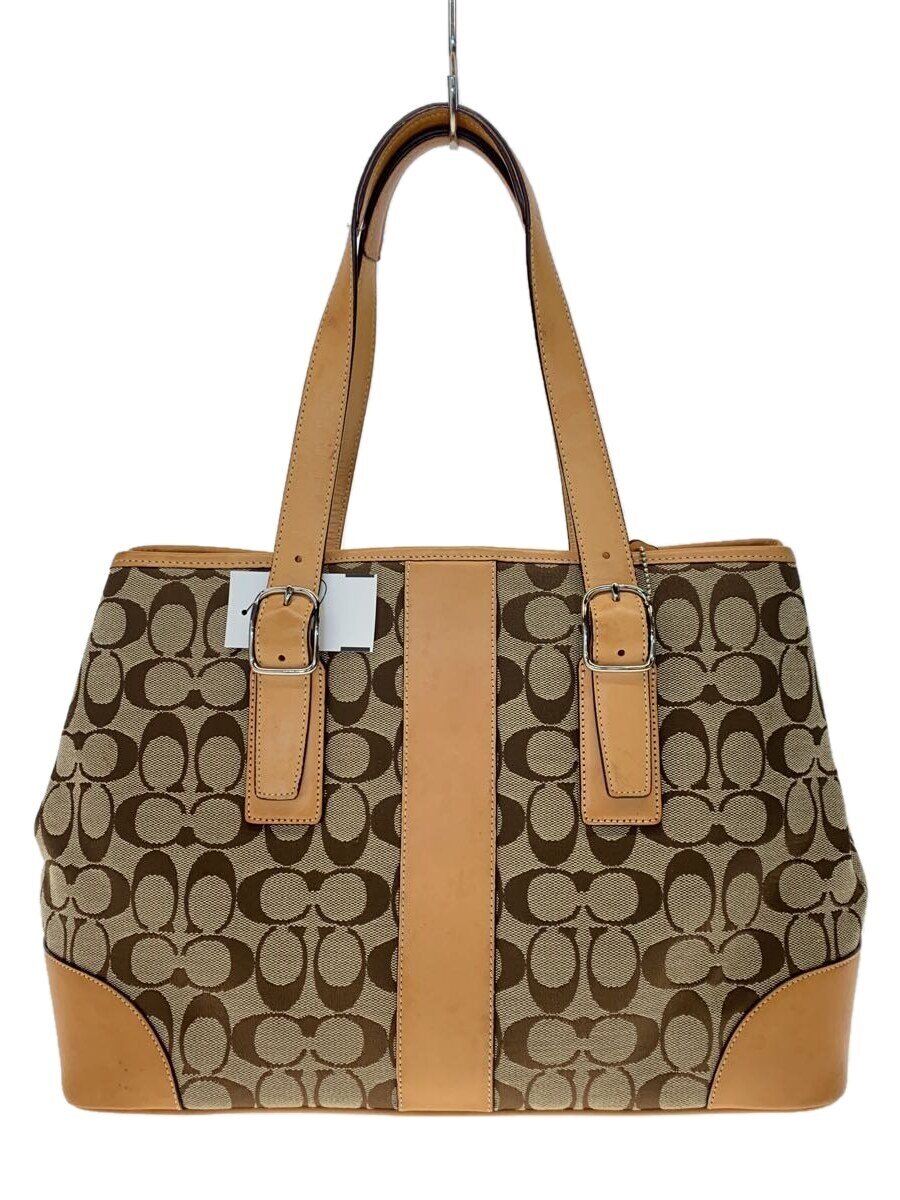 COACH - 【中古】COACH◆ハンドバッグ_シグネチャー_総柄/PVC/BRW/総柄//【バッグ】