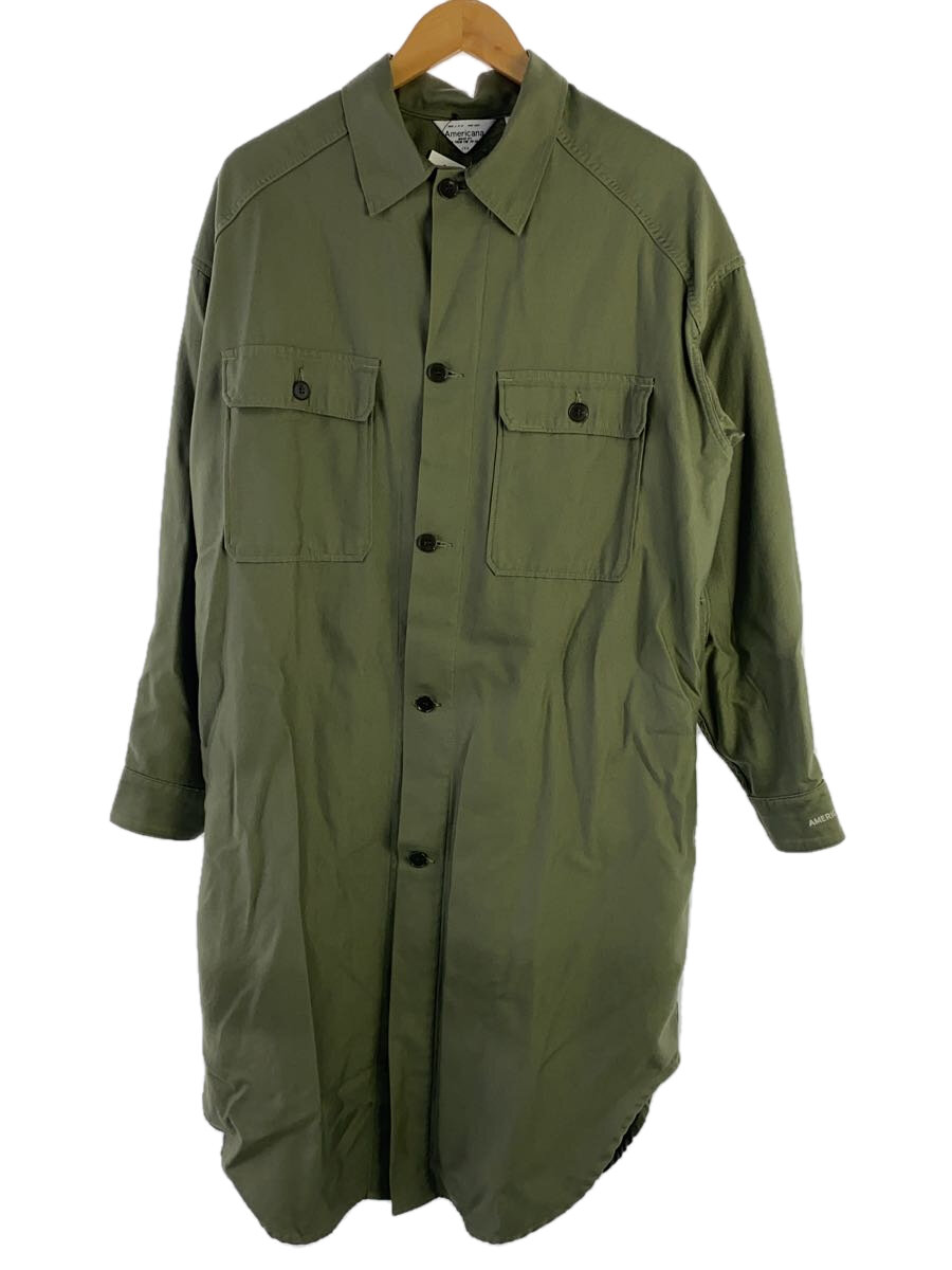 【中古】Americana◆ミリタリービックシャツワンピース/--/コットン/KHK【レディースウェア】