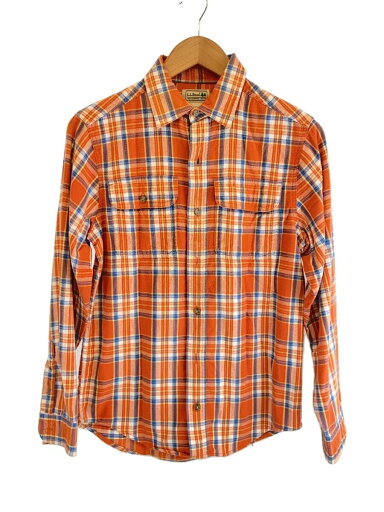 【中古】L.L.Bean◆長袖シャツ/S/--/ORN/チェック//【メンズウェア】 【中古】L.L.Bean◆長袖シャツ/S/--/ORN/チェック//【メンズウェア】