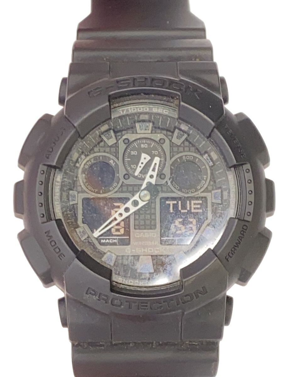 【中古】CASIO◆クォーツ腕時計/アナログ/ラバー/BLK/BLK/SS/GA-100-1A1JF ...